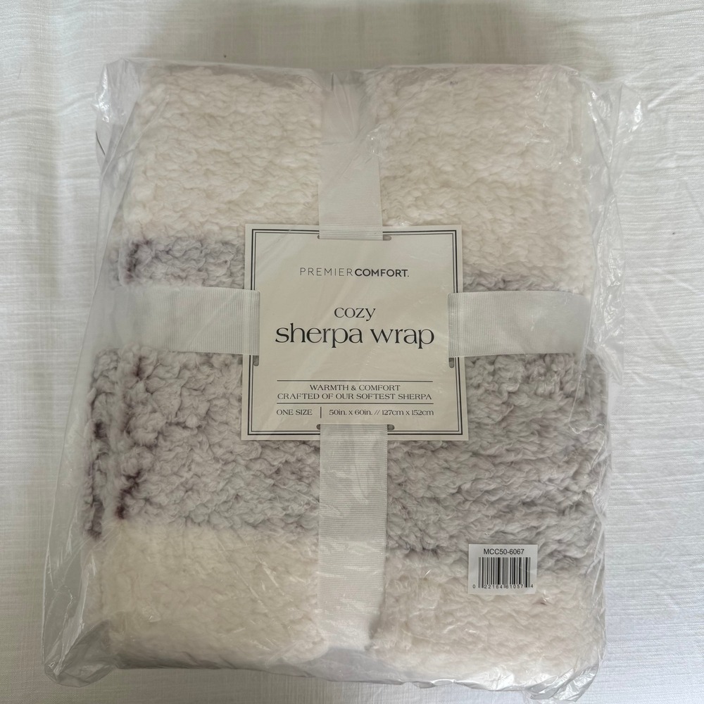 Premier Comfort Cozy Sherpa Wrap Maroon Stripe Throw Pad MCC50-6067 50x60 New